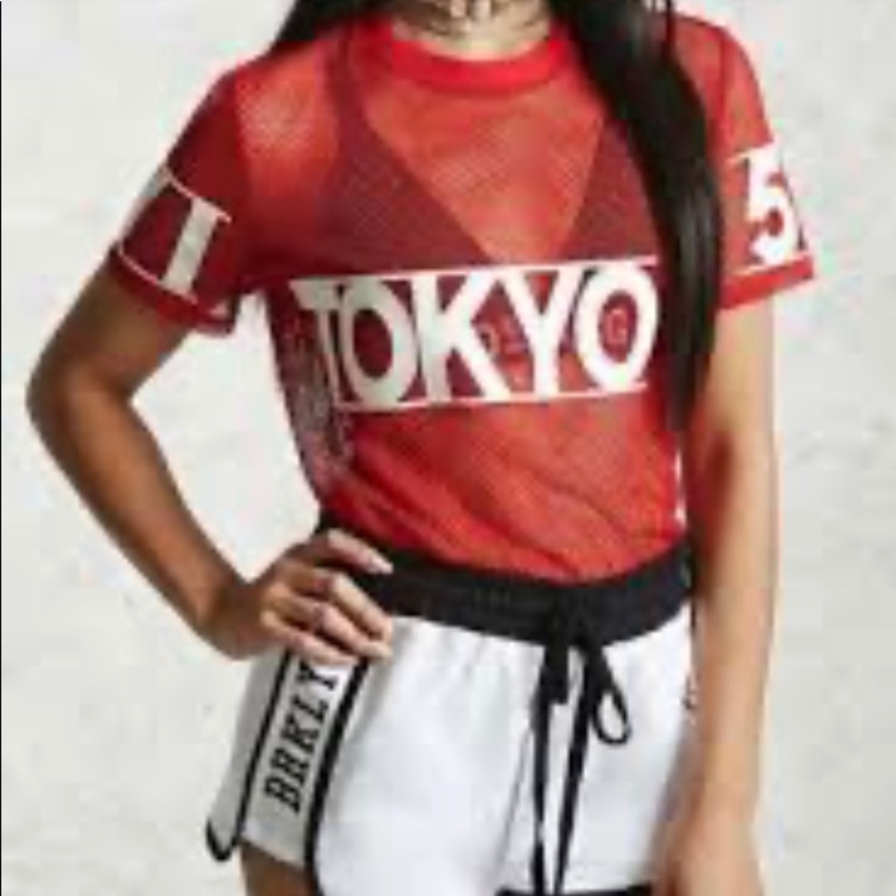 Tokyo red net top